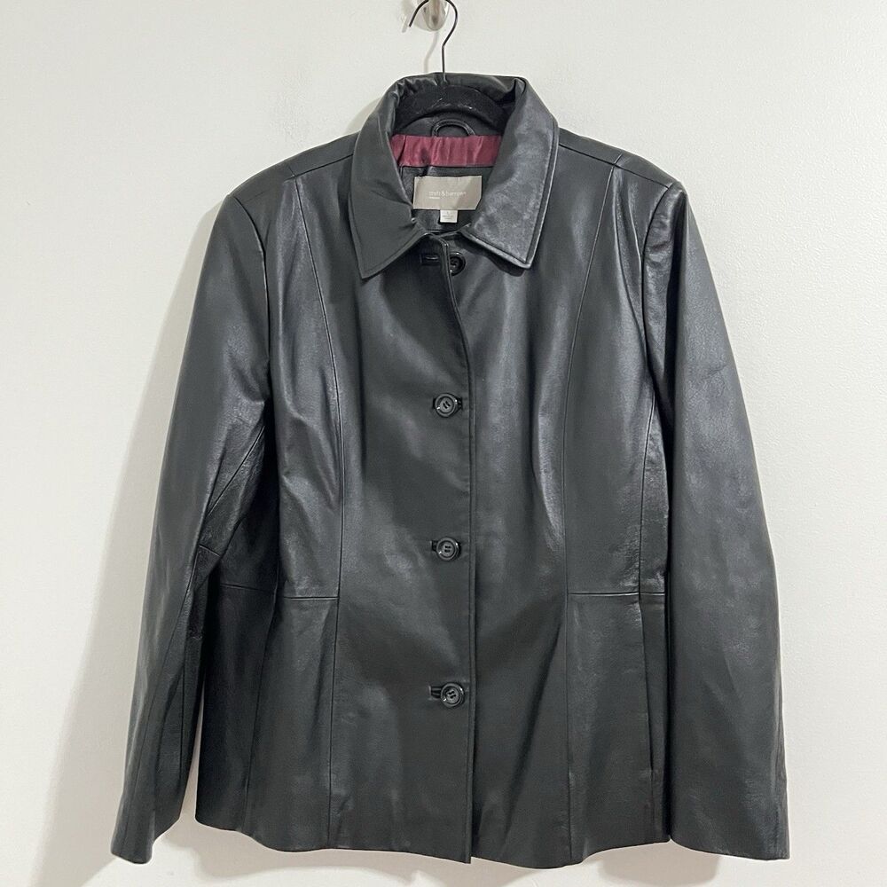 Croft & Barrow Leather Jacket Size L Black Retro Express Motorcycle Style Y2k